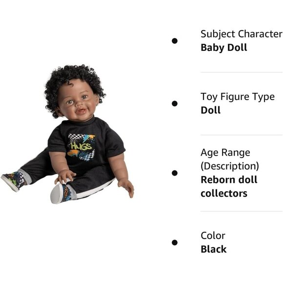 Paradise Galleries Realistic Black Reborn Baby Doll Ping Lau and Art 21" Inch - Picture 11 of 11